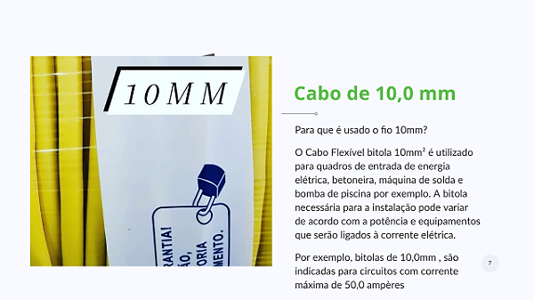 Cabo Flexível de 10,0mm 100 metros