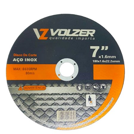Disco de corte p/ Aço Inox 7x1.6mmx7/8" Volzer