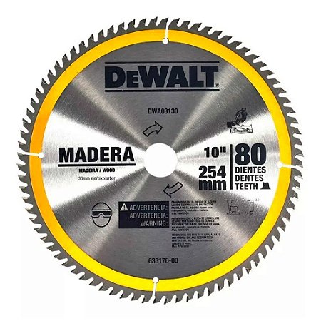 Disco P/ Serra Esquadria / Bancada Para Madeira de 10" x 80D DWA03130 Dewalt