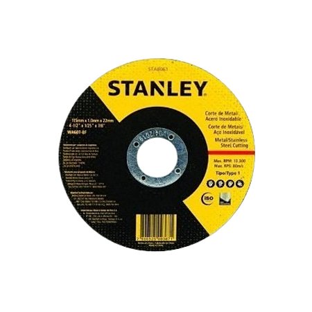 Disco Abrasivo p/ Corte Inox 4 1/2" x 1.0 x 7/8 Stanley