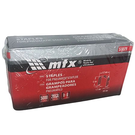 Grampos para Grampeador Pneumático 6 mm Tipo 20GA MTX