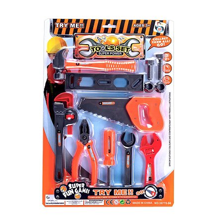Kit Infantil de Ferramentas Grande 12 Peças