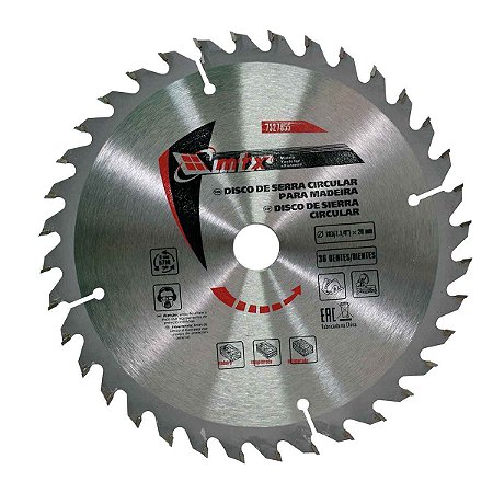 Disco de Serra Circular 36 Dentes para Madeira 7" 14 x 20 mm MTX