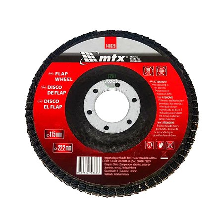 Disco de Desbaste Tipo Flap Grão 40 115 X 22 mm MTX