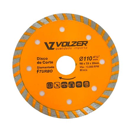 Disco de Corte Diamantado Turbo 110mm x 7mm x 20mm Volzer