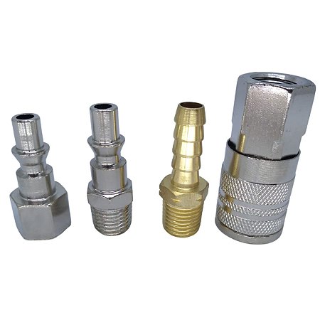 Jogo de Conectores 4 peças com Engate Rápido e Rosca 1/4" NPT Stels