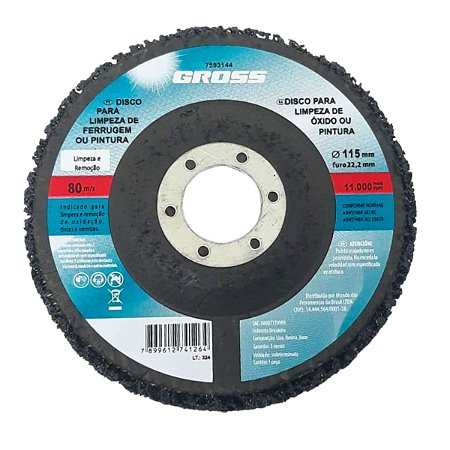 Disco Para Limpeza de Ferrugem ou Pintura de 115x22 mm Gross