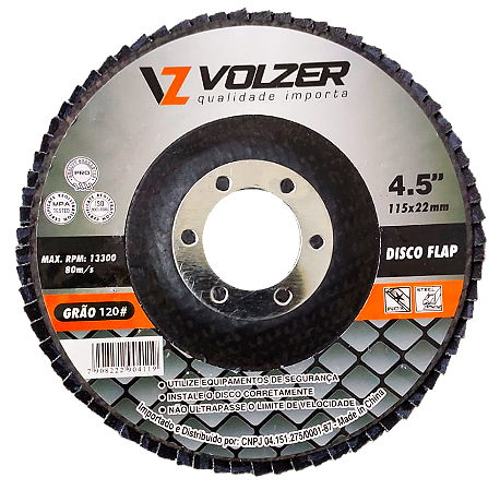 Disco Flap 4.5" 115 x 22 mm Grão 120 Volzer