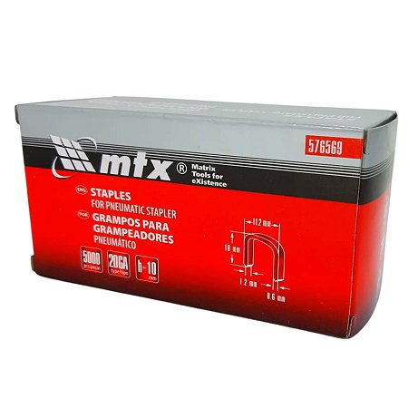 Grampos 10 mm para Grampeador Pneumático 20GA com 5000 Pçs MTX