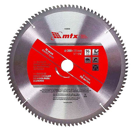 Disco Serra Circular Widea P/ Alumínio de 300mm x 96 Dentes
