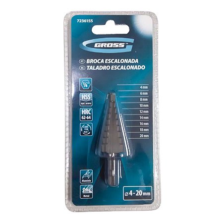 Broca Escalonada Para Metal de 4 a 20 mm de Aço HSS Gross