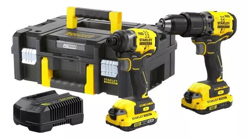 Kit Furadeira De Impacto 20v Sbdi465d2t Stanley Cor Amarelo