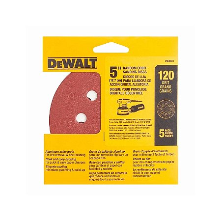 Discos Lixa 5  Grão 120 Médio 8 Furos Dw4303  5 Peças Dewalt