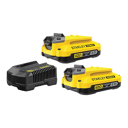 Kit 2 Baterias 20v 2Ah + Carregador e Bolsa Scb222Ck Stanley