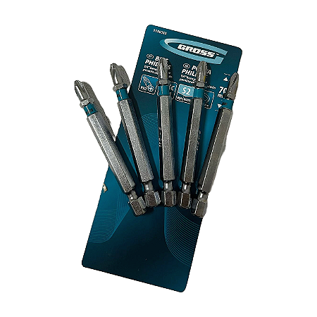 KIT C/ 5 BITS PHILLIPS PH2 AÇO RAPIDO 70MM GROSS - 1156355