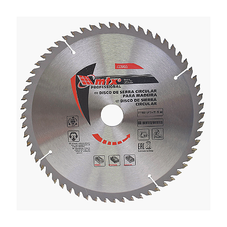 DISCO CIRCULAR WIDEA 185MM 7,1/4 POL 22,23MM X 60 DENTES MTX