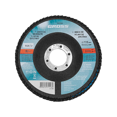 DISCO FLAP GRAO 120 - 115MM X 22MM GROSS 7402344 - UNITARIO