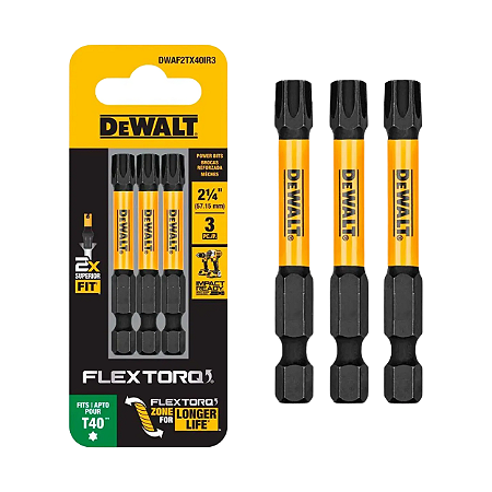 Bits Torx T40 Flextorq 3 Peças 57mm (DWAF2TX40IR3) - Dewalt