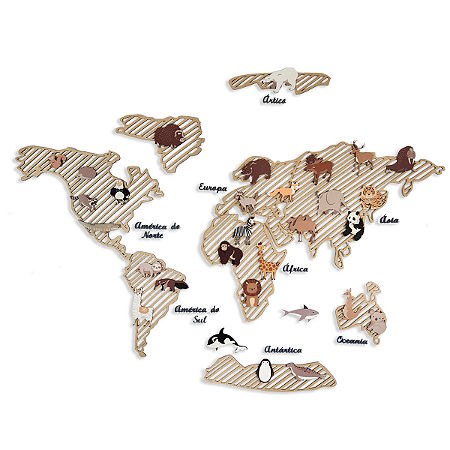 Decoração Quarto Bebê Mapa Mundi Animais
