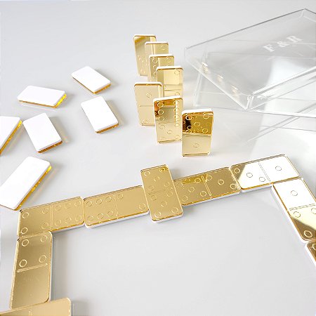 Jogo de Dominó em Acrílico Gold Luxo