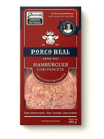 PORCO REAL - Hamburguer de Panceta 480g - 4 unids