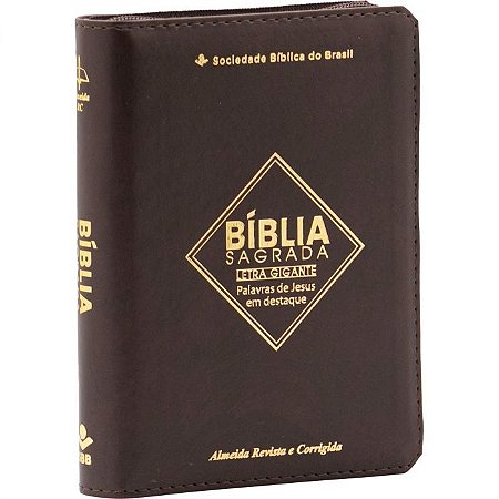 Bíblia Sagrada Letra Gigante - ARC - Marrom - Zíper - SBB