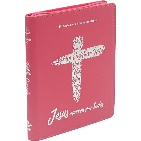 Bíblia Sagrada  Letra Grande  Linha Ouro Pink - Ziper - SBB