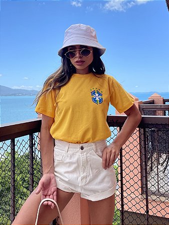 T-SHIRT DE ALGODÃO SELEÇÃO BRASILEIRA AMARELO