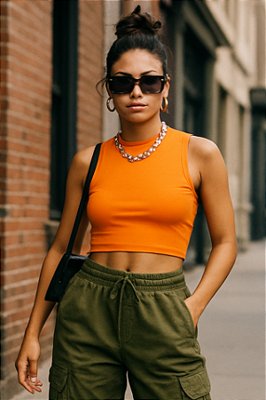 CROPPED ASA-DELTA VISCOLYCRA LARANJA