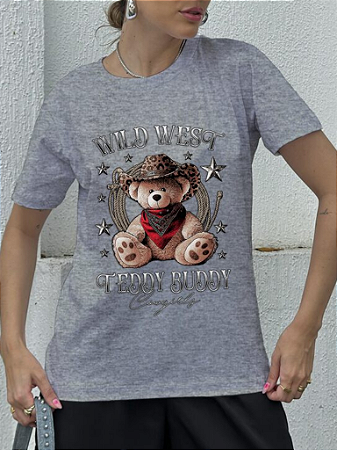 T-SHIRT PLUS SIZE URSINHO TEDDY BUDDY CINZA XG