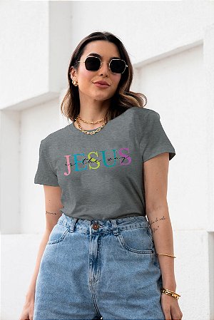 T-SHIRT JESUS IS DTF CINZA