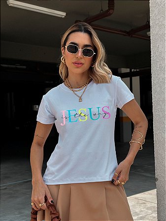 T-SHIRT JESUS IS DTF BRANCO