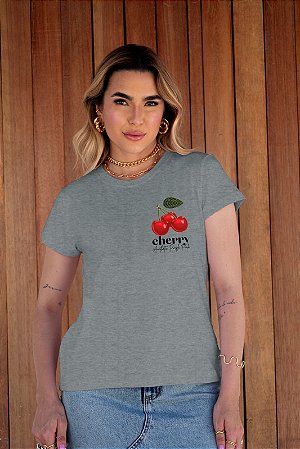 T-SHIRT CHERRY AUTHENTIC DTF CINZA