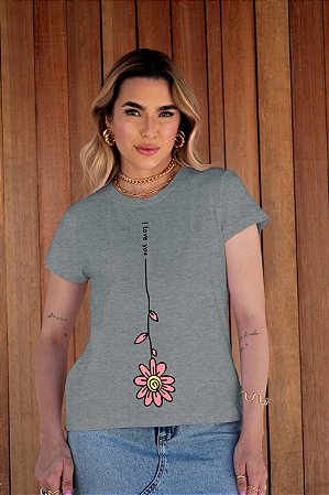 T-SHIRT FLOR I LOVE DTF CINZA