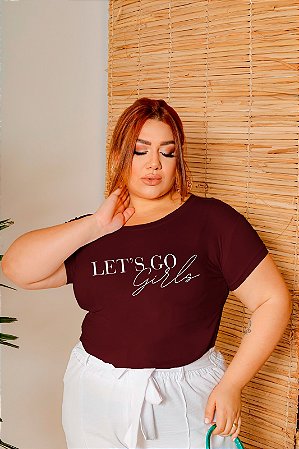 T-SHIRT PLUS SIZE LET'S GO GIRLS DTF MARSALA