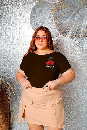 T-SHIRT PLUS SIZE CHERRY AUTHENTIC DTF CHOCOLATE