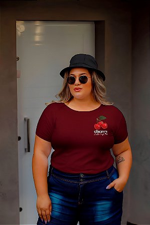 T-SHIRT PLUS SIZE CHERRY AUTHENTIC DTF MARSALA