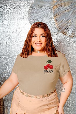T-SHIRT PLUS SIZE CHERRY AUTHENTIC DTF BEGE