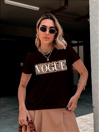 T-SHIRT VOGUE ANIMAL PRINT DTF CHOCOLATE