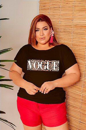 T-SHIRT PLUS SIZE VOGUE ANIMAL PRINT DTF CHOCOLATE XG