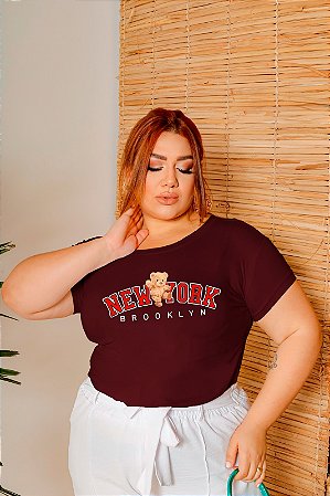 T-SHIRT PLUS SIZE URSO NEW YORK DTF MARSALA XG
