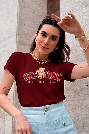 T-SHIRT URSO NEW YORK DTF MARSALA