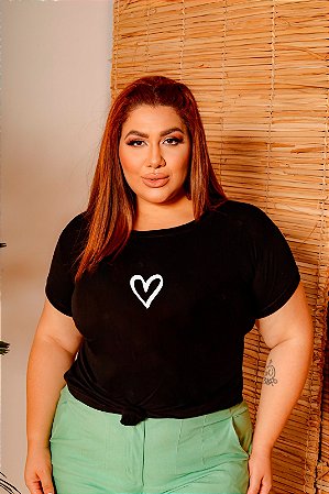 T-SHIRT PLUS SIZE CORAÇÃO DTF XG