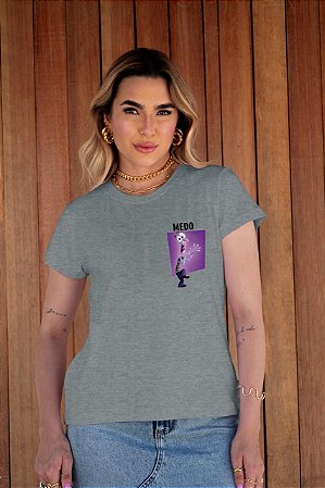 T-SHIRT MEDO DIVERTIDAMENTE DTF CINZA