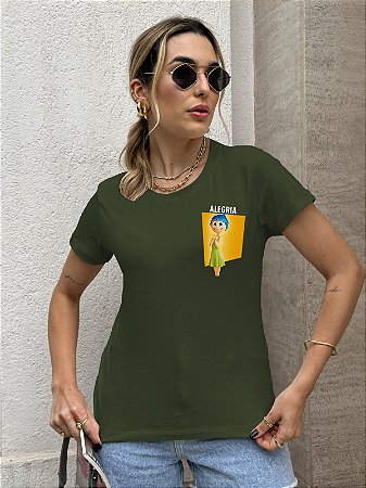 T-SHIRT ALEGRIA DIVERTIDAMENTE DTF VERDE MILITAR