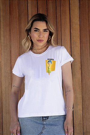 T-SHIRT ALEGRIA DIVERTIDAMENTE DTF BRANCO