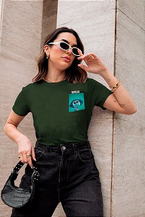 T-SHIRT INVEJA DIVERTIDAMENTE DTF VERDE MILITAR