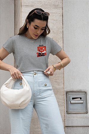 T-SHIRT RAIVA DIVERTIDAMENTE DTF CINZA
