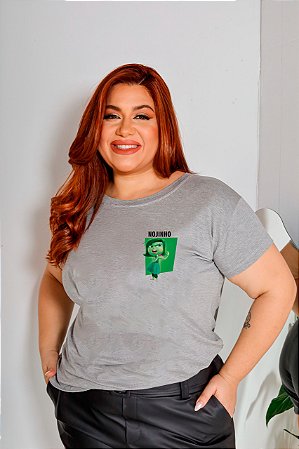 T-SHIRT PLUS SIZE NOJINHO DIVERTIDAMENTE DTF CINZA XG