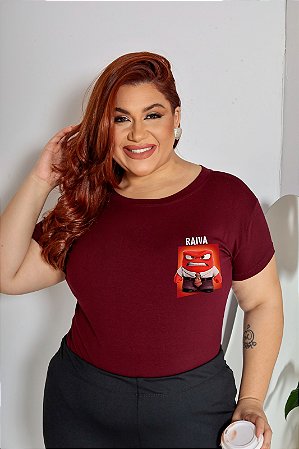 T-SHIRT PLUS SIZE RAIVA DIVERTIDAMENTE DTF MARSALA XG
